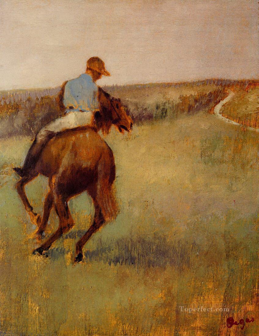 jockey in blue on a chestnut horse Edgar Degas Oil Paintings